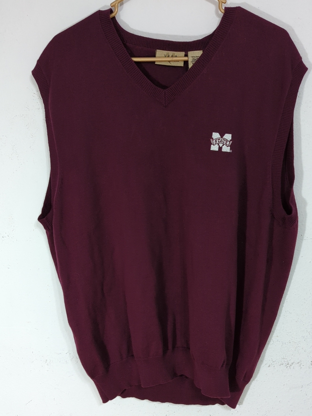 Vesi Sportswear Mississippi State MSU Bulldogs Sweater Vest Mens XL Burgundy NWT